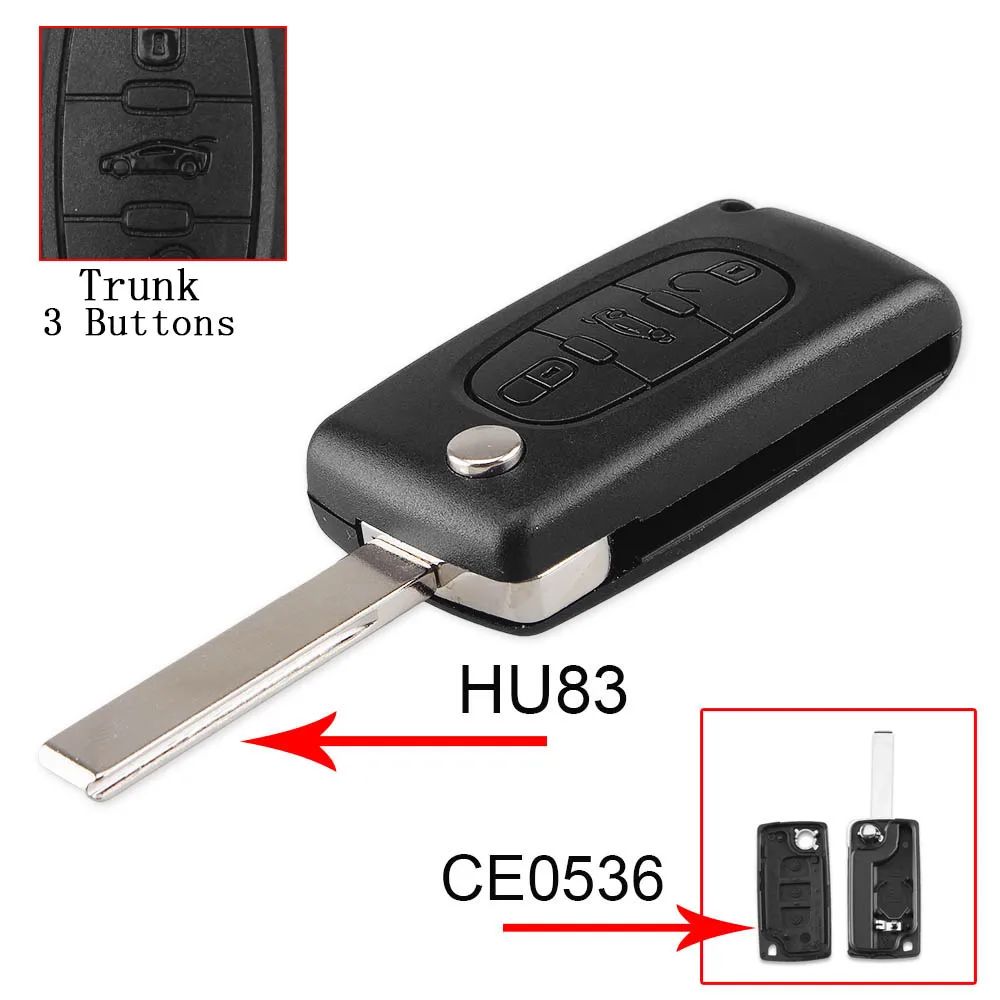 KEYYOU Peugeot Key Shell FlipFolding Replacement Remote Key Case 14