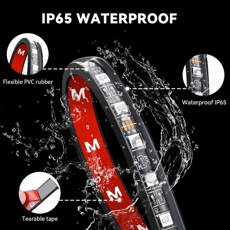 USB Car Interior Ambient Light Strips 48 LED With App And Remote Control 2