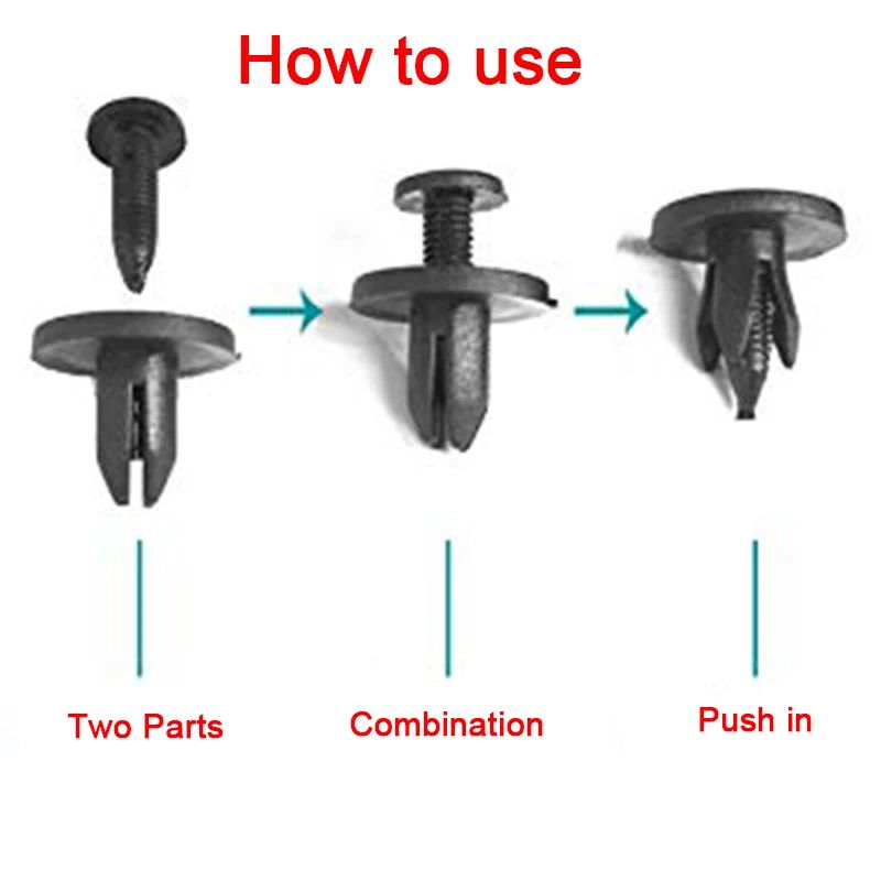 ToyotaCompatible 6mm Trim Panel Push Clips Set Black Door Panel Retainer Rivets 1050pcs 2