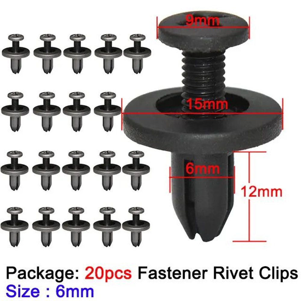 ToyotaCompatible 6mm Trim Panel Push Clips Set Black Door Panel Retainer Rivets 1050pcs 8