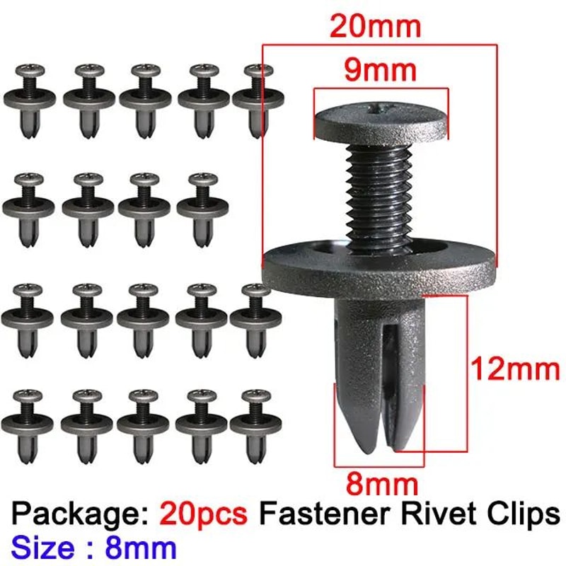 ToyotaCompatible 6mm Trim Panel Push Clips Set Black Door Panel Retainer Rivets 1050pcs 10