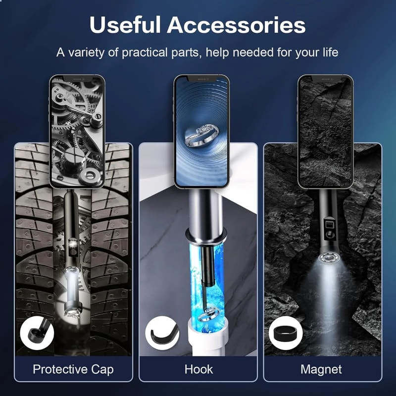 1080P 8mm Borescope Endoscope Camera For IPhone And TypeC Android Flexible Automotive Inspection Ca 3