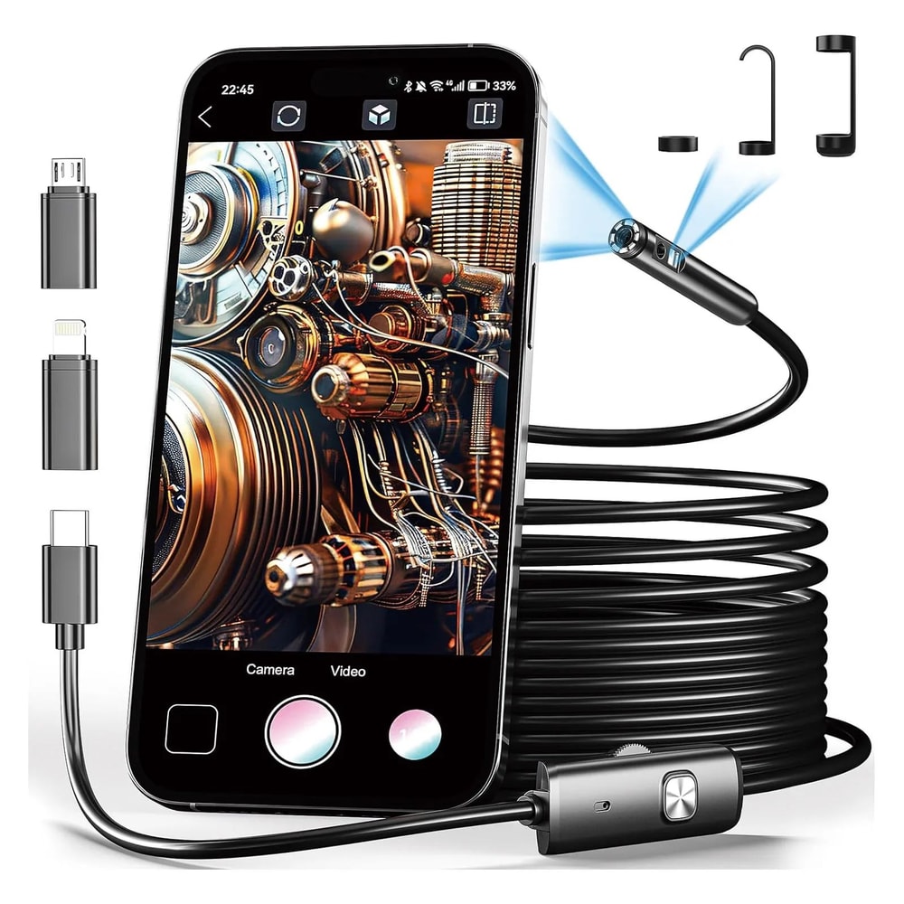 1080P 8mm Borescope Endoscope Camera For IPhone And TypeC Android Flexible Automotive Inspection Ca 4
