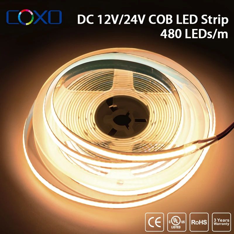 UL Listed HighDensity COB LED Strip Lights 164ft Flexible Dimmable Tape CRI 90 3000K6500K DC12V24V 0
