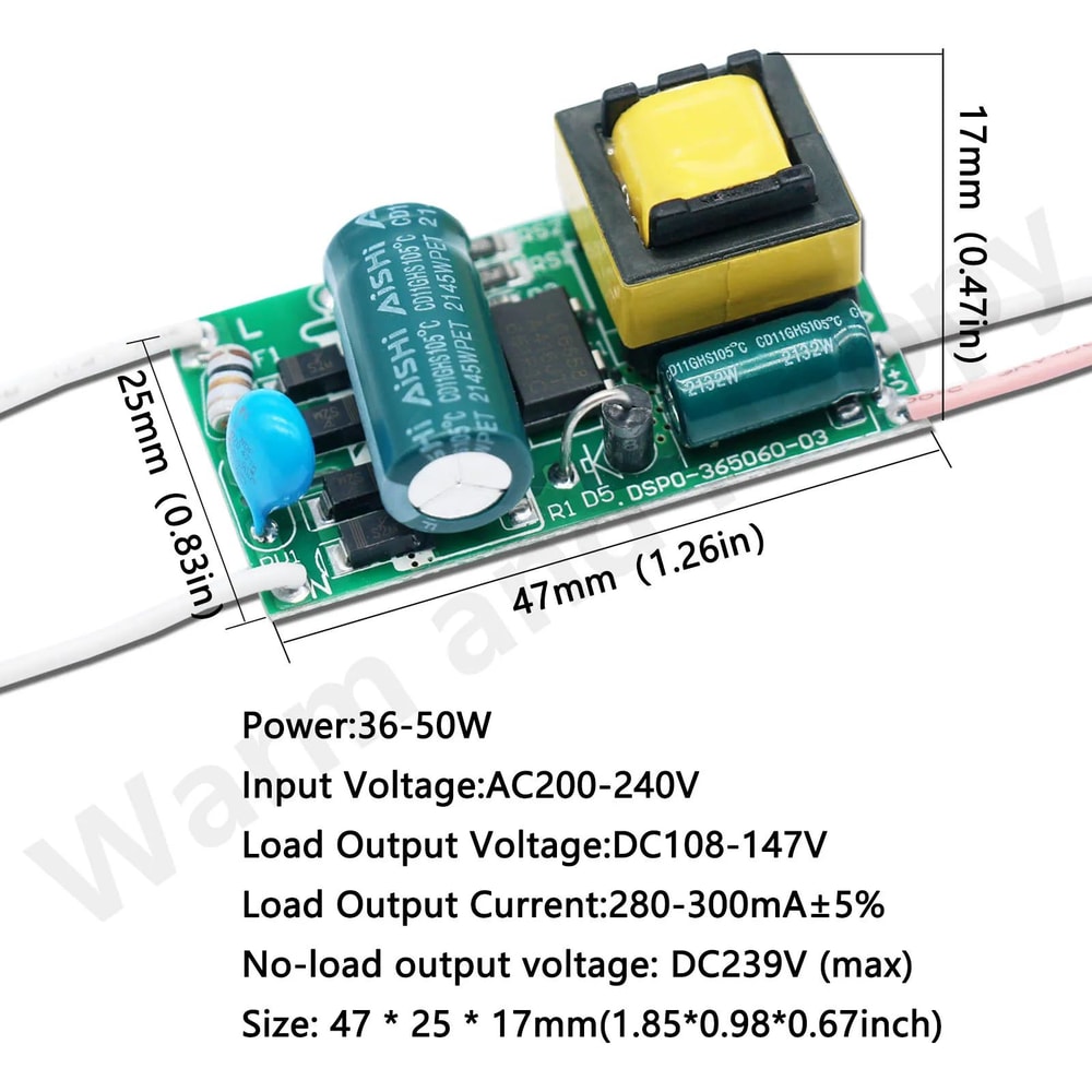NonIsolated Constant Current LED Driver AC To DC Converter Power Unit 8W50W 250mA300mA 3