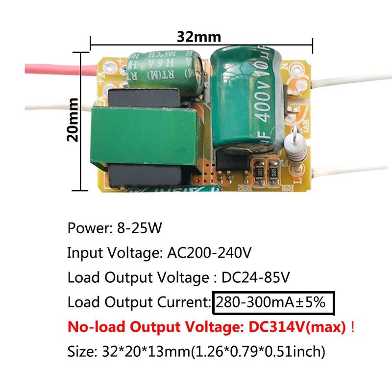 NonIsolated Constant Current LED Driver AC To DC Converter Power Unit 8W50W 250mA300mA 6