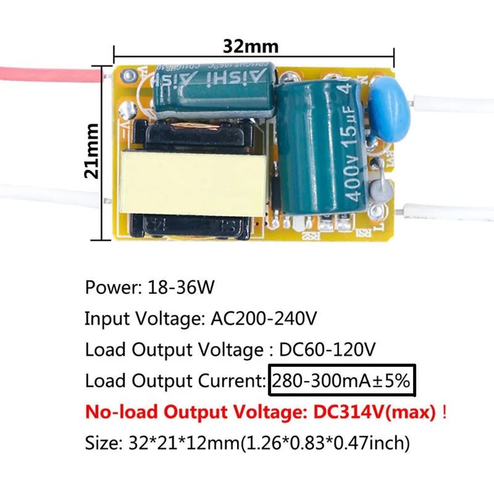 NonIsolated Constant Current LED Driver AC To DC Converter Power Unit 8W50W 250mA300mA 7