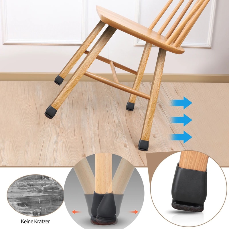 15 Diagonal Chair Leg Floor Protectors With Thick Felt Wrap 8Pack Silicone Caps For Hardwood Floors 1