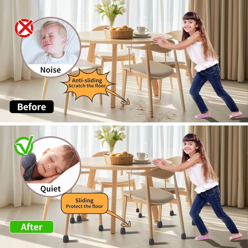 15 Diagonal Chair Leg Floor Protectors With Thick Felt Wrap 8Pack Silicone Caps For Hardwood Floors 3