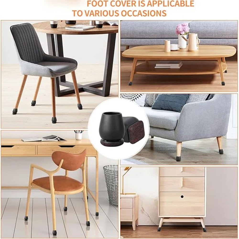 15 Diagonal Chair Leg Floor Protectors With Thick Felt Wrap 8Pack Silicone Caps For Hardwood Floors 5