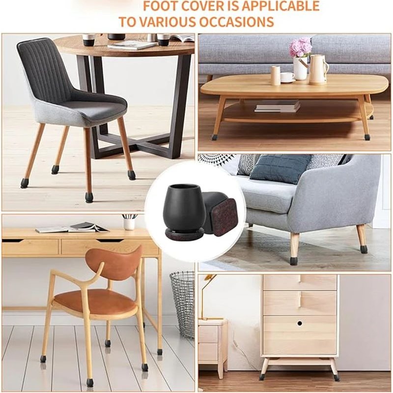 15 Diagonal Chair Leg Floor Protectors With Thick Felt Wrap 8Pack Silicone Caps For Hardwood Floors 5