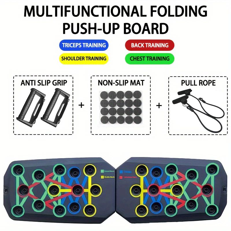 Foldable ColorCoded PushUp Board With Handles For Home Workouts And Upper Body Training 7