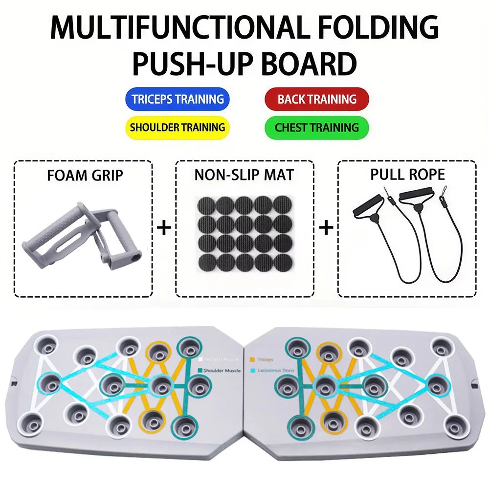 Foldable ColorCoded PushUp Board With Handles For Home Workouts And Upper Body Training 10