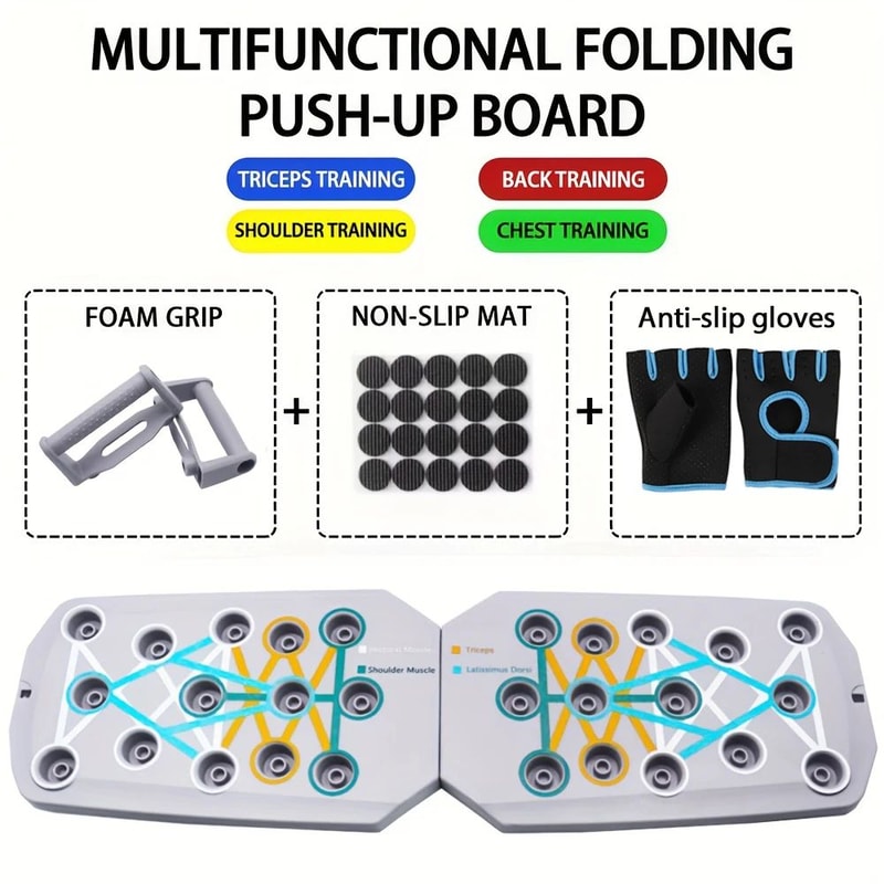 Foldable ColorCoded PushUp Board With Handles For Home Workouts And Upper Body Training 12
