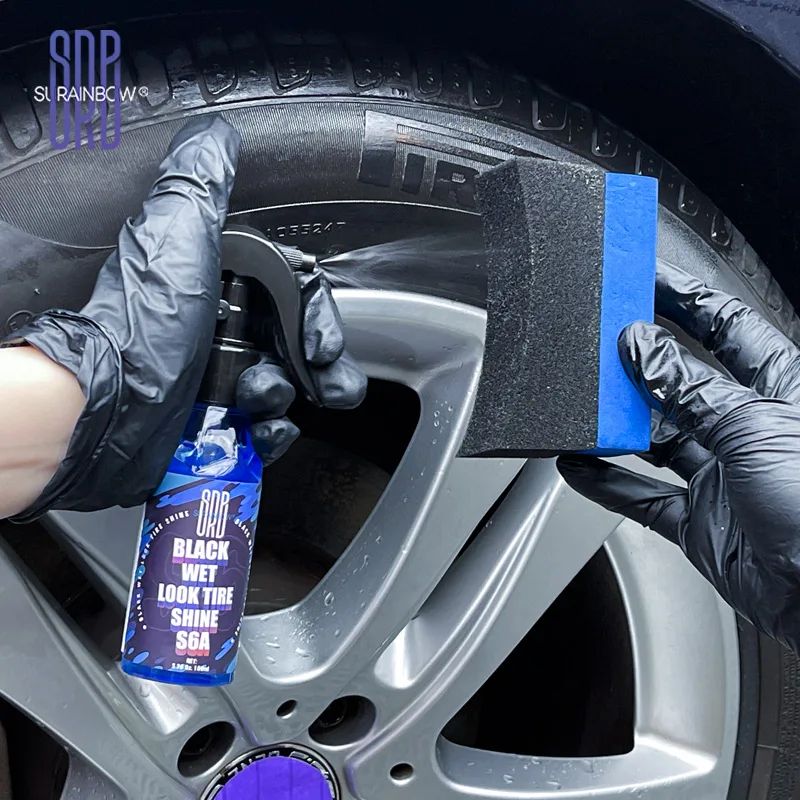 Wet Look Tire Shine Spray With UV Protection Clear Coat Wet Look Tire Dressing For Tires Vinyl Pl 3