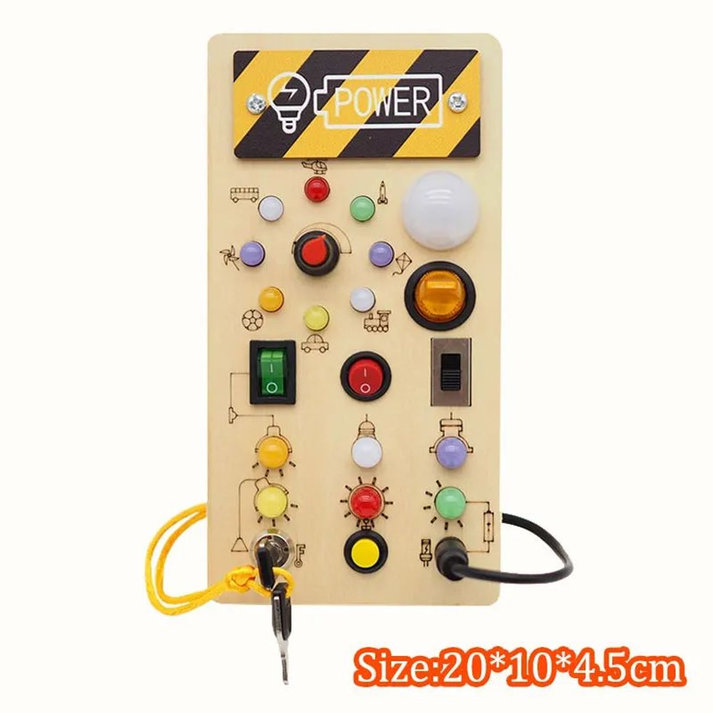 Montessori Busy Board Steering Wheel Dashboard With Lights Switches Portable Driving Activity Toy 9