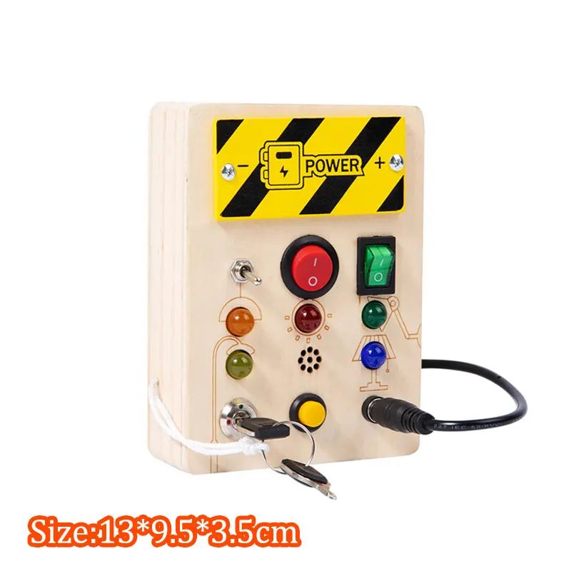 Montessori Busy Board Steering Wheel Dashboard With Lights Switches Portable Driving Activity Toy 11