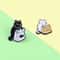 2Piece Black White Cat Brooch Set Cute Cat Brooch Cartoon Cat Pin For Jackets Bags 3
