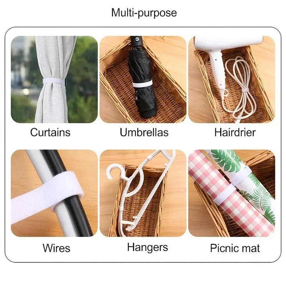 Reusable Cable Management Tape Roll 10x3000mm CuttoLength Reusable Cable Ties Cord Organizer For D 4
