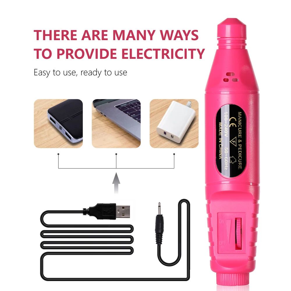 LINMANDA 6in1 Electric Nail Drill Cordless Manicure Nail Drill Kit With Bits 1