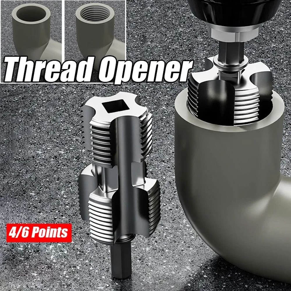 Universal DrillPowered Pipe Thread Tapper Kit Water Pipe Tapping Tool 46Point Inner Hole Opener Fo 1