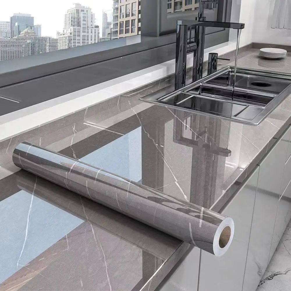 MarbleShield Oil Proof Kitchen Wallpaper Peel Stick Countertop Wrap For Cabinets And Backsplash 6