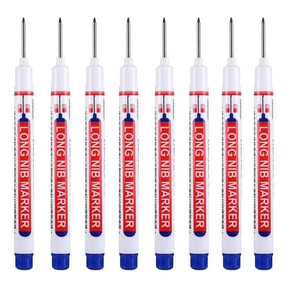 8Piece Deep Hole Marker Set 20mm Long Nib Waterproof Metal Marking Pen For Woodworking DIY 0