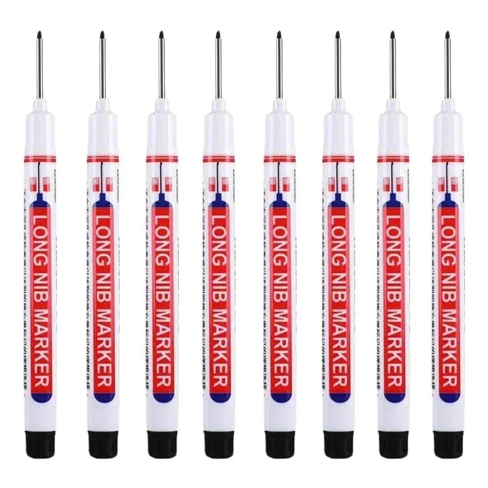 8Piece Deep Hole Marker Set 20mm Long Nib Waterproof Metal Marking Pen For Woodworking DIY 4