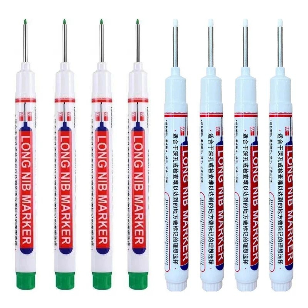 8Piece Deep Hole Marker Set 20mm Long Nib Waterproof Metal Marking Pen For Woodworking DIY 11