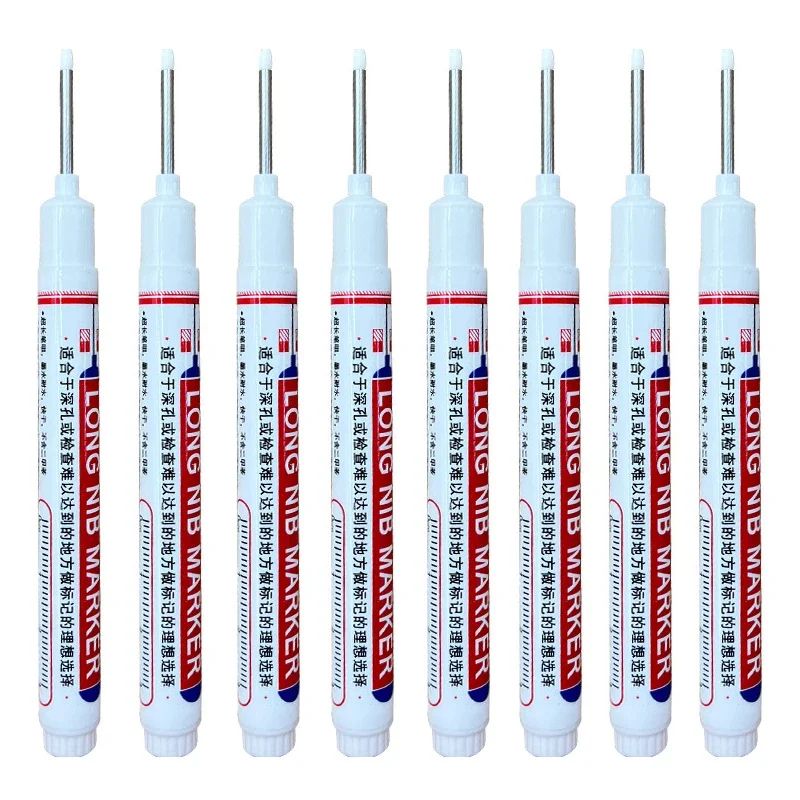 8Piece Deep Hole Marker Set 20mm Long Nib Waterproof Metal Marking Pen For Woodworking DIY 5