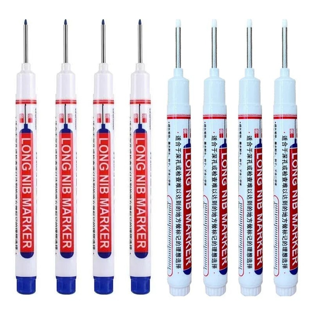 8Piece Deep Hole Marker Set 20mm Long Nib Waterproof Metal Marking Pen For Woodworking DIY 9