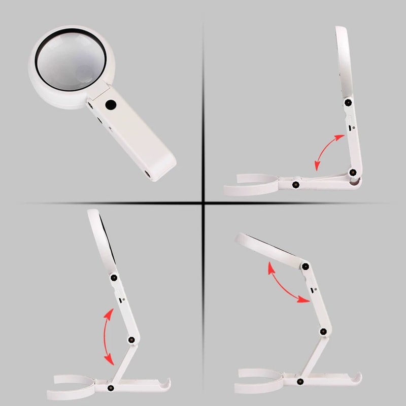 Foldable Lighted Magnifying Glass With Stand 5x11x Dual Lens For Reading Jewelry Appraisal 2