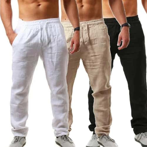 Mens Linen Jogger Pants – Breathable Summer Pants with Easy Stretch Comfort