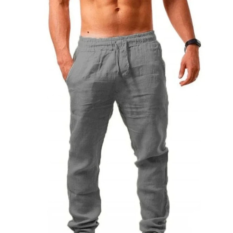 Mens Linen Jogger Pants Breathable Summer Pants With Easy Stretch Comfort 4