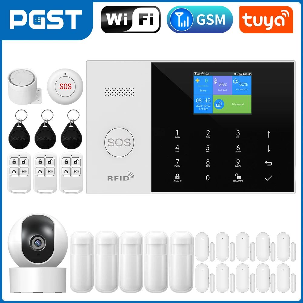 PGST Tuya GSM WiFi Alarm System With Smart Life App Alexa Control For Home Security 13