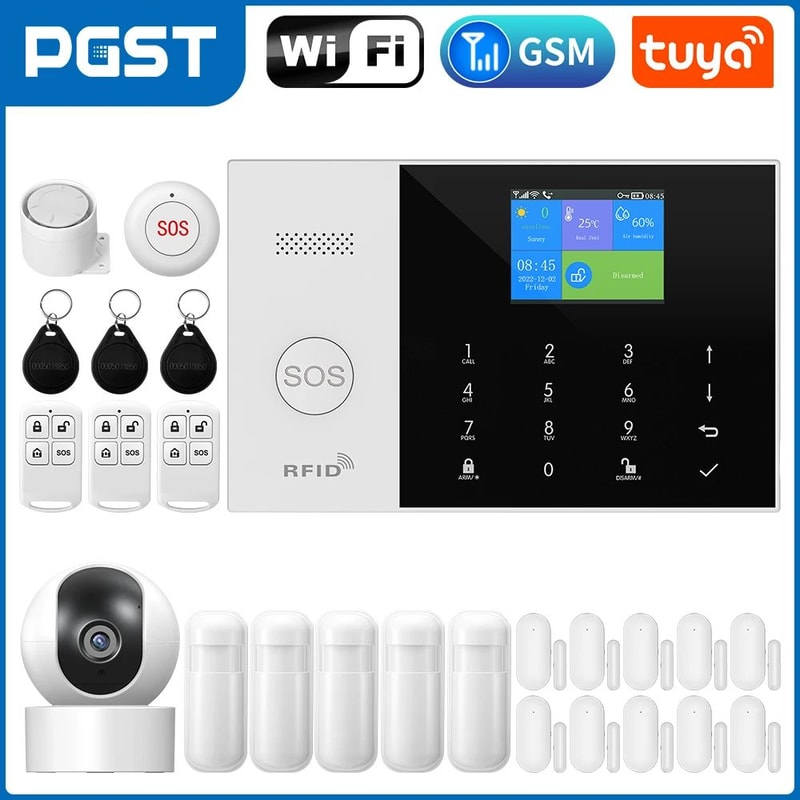 PGST Tuya GSM WiFi Alarm System With Smart Life App Alexa Control For Home Security 13
