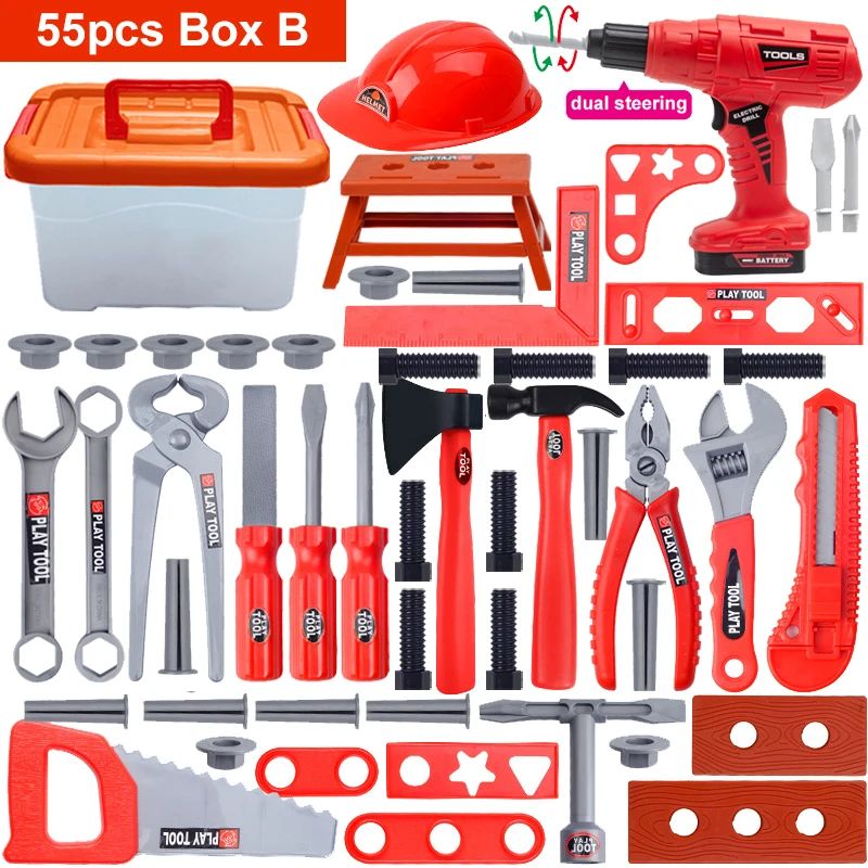 Kids Tool Set With Electric Toy Drill Pretend Play Tools Construction Kit For Toddlers 10
