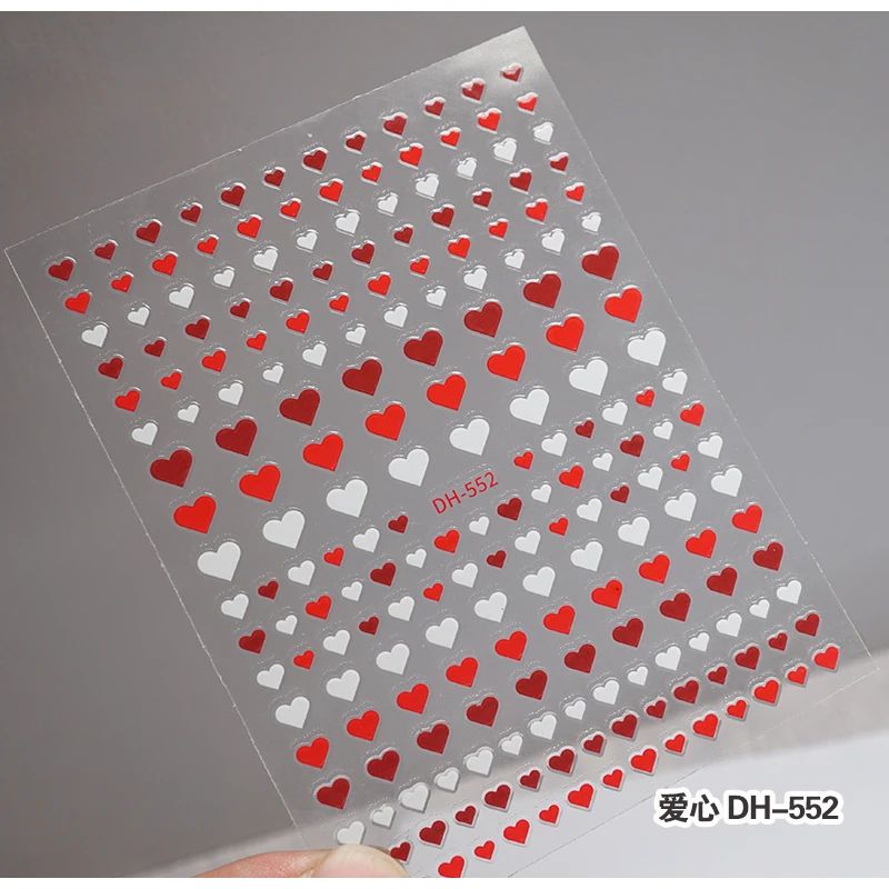 Romantic 3D Nail Art Stickers Set Self Adhesive Nail Decals For French Tips Hearts Stars Clouds 1