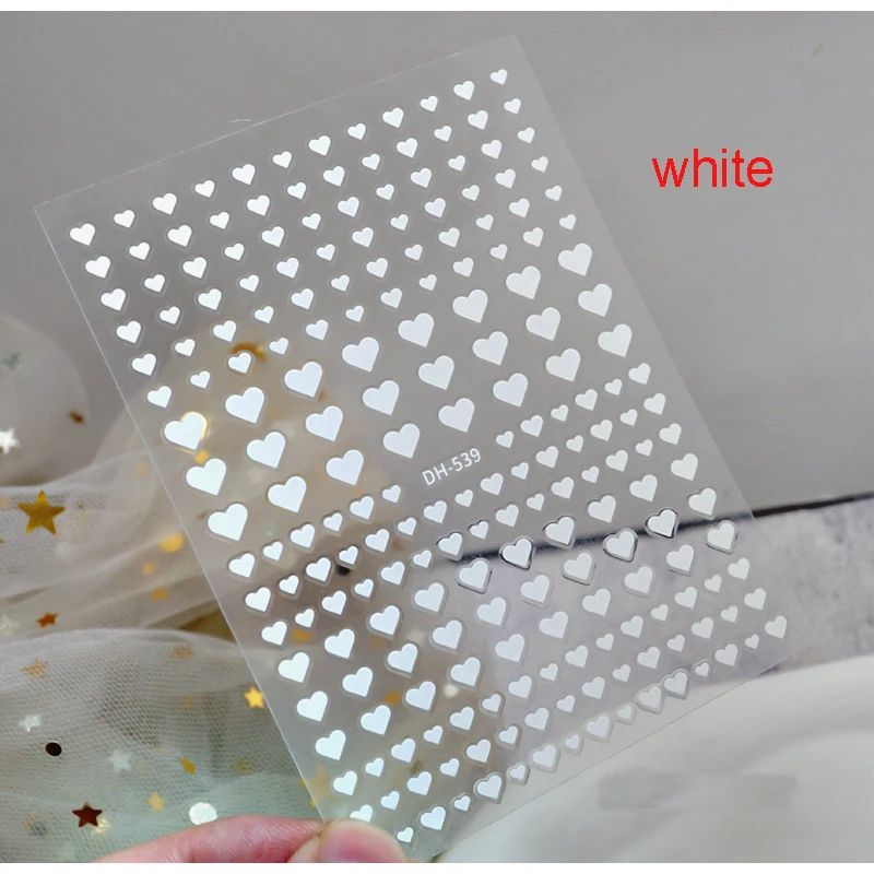 Romantic 3D Nail Art Stickers Set Self Adhesive Nail Decals For French Tips Hearts Stars Clouds 3