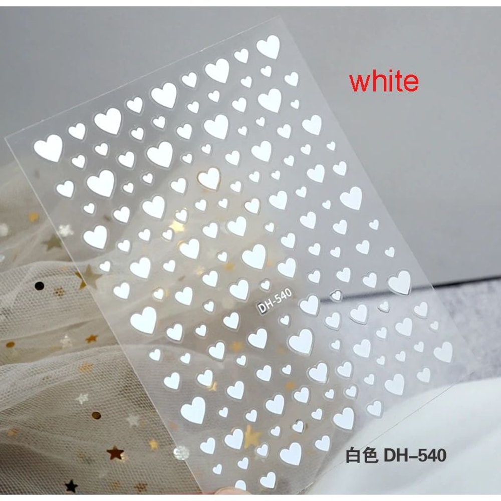 Romantic 3D Nail Art Stickers Set Self Adhesive Nail Decals For French Tips Hearts Stars Clouds 8