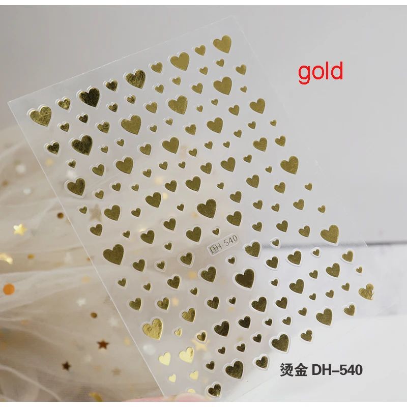 Romantic 3D Nail Art Stickers Set Self Adhesive Nail Decals For French Tips Hearts Stars Clouds 10