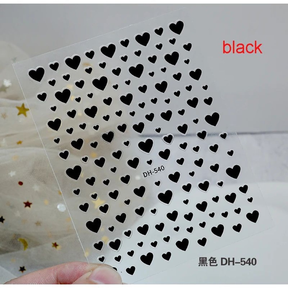 Romantic 3D Nail Art Stickers Set Self Adhesive Nail Decals For French Tips Hearts Stars Clouds 9