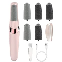 pink rechargeable electric foot callus remover & foot grinder kit