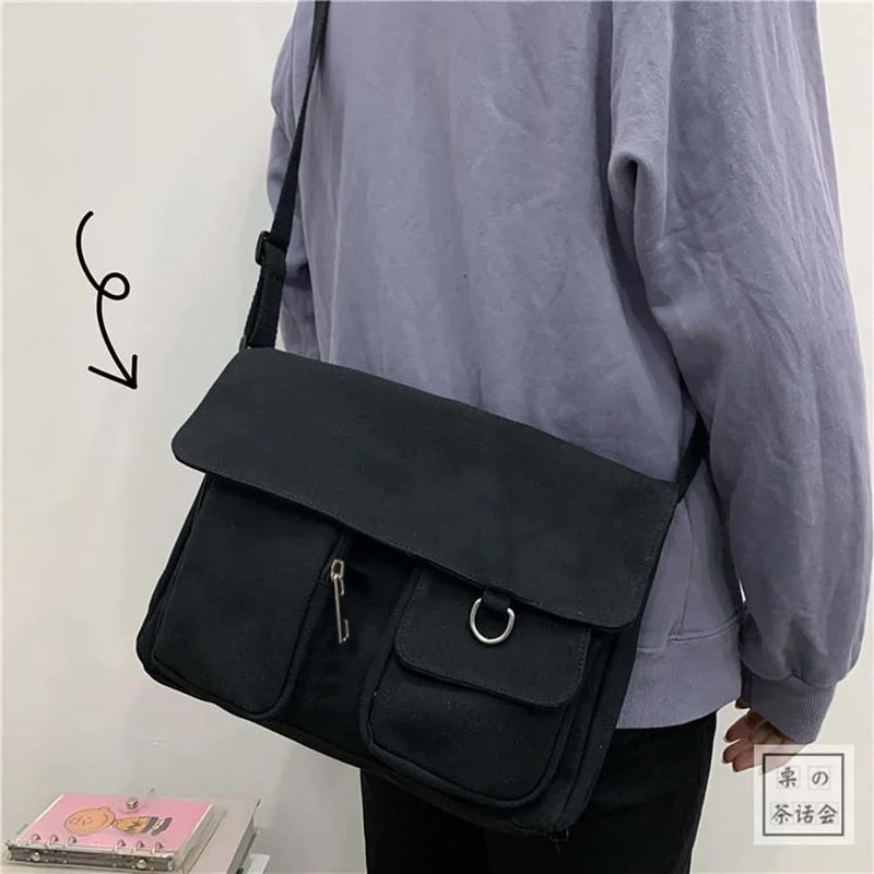 Harajuku Canvas Crossbody Bag For Women Large Capacity Shoulder School Bag AllMatch Everyday Purse 2