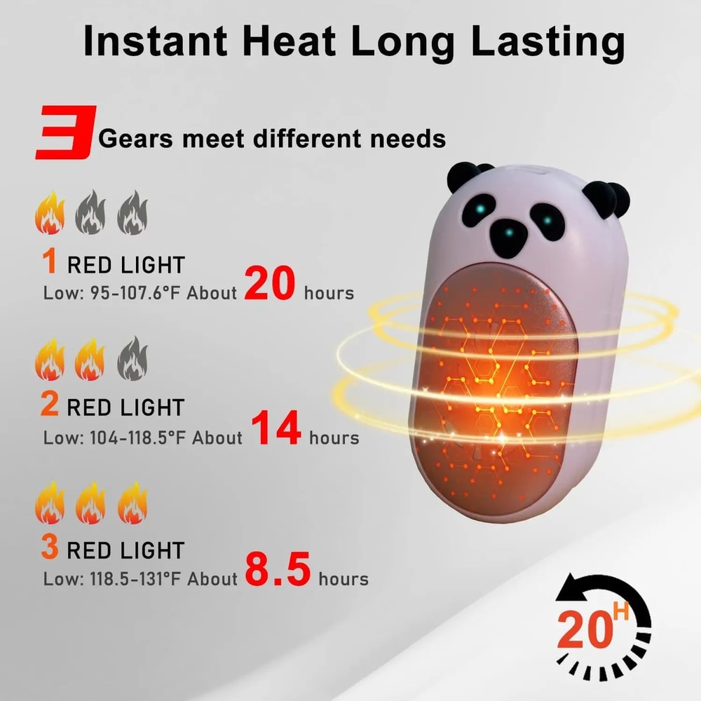 Rechargeable Hand Warmers 2 Pack 6000mAh Electric Pocket Warmers With Up To 20 Hours Heat For Campi 2