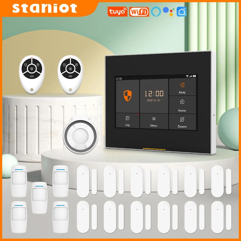 Staniot Tuya WiFi Alarm System Kit Wireless Home Security With App Alerts Alexa Google Home Compa 0