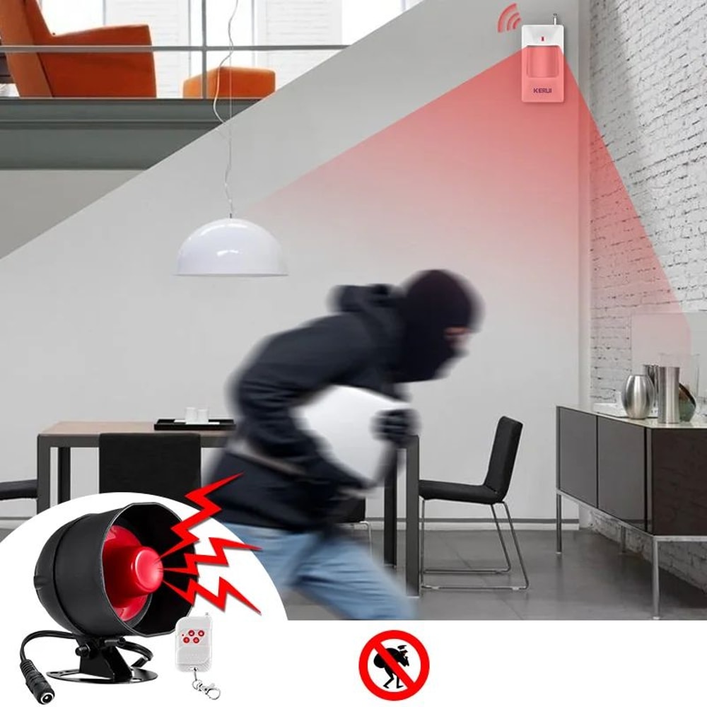 KERUI Standalone Siren Wireless Burglar Alarm With PIR Motion Sensor For Garage Home 5