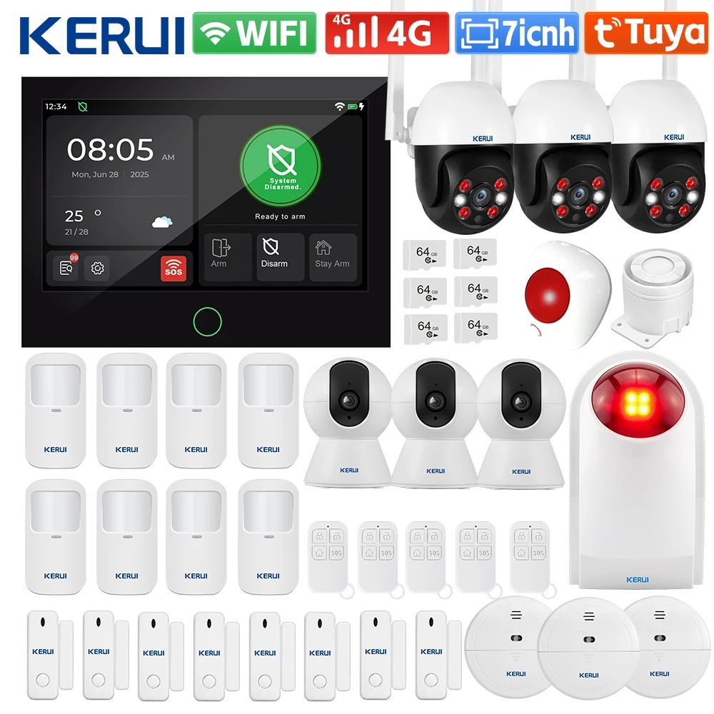 KERUI G70 Tuya Home Alarm System 7 Touchscreen Panel With 4G WiFi Backup Wireless Security Kit 7