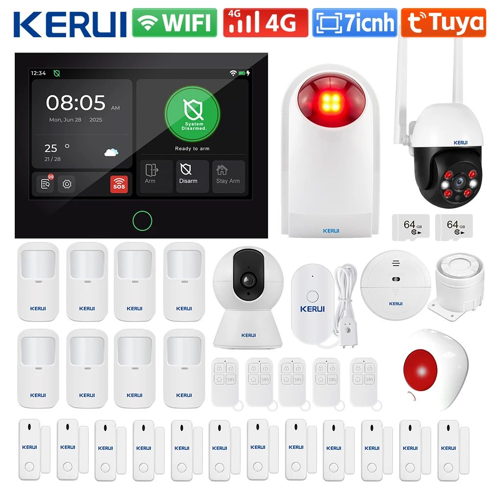 KERUI G70 Tuya Home Alarm System 7 Touchscreen Panel With 4G WiFi Backup Wireless Security Kit 10
