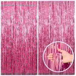 pink sparkle rain fringe curtain backdrop set (1–3pcs) for photo booth & parties